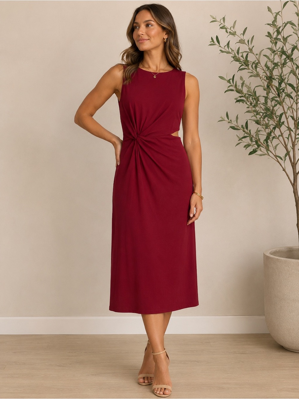 Zara Cutout Twist Midi Dress – Size L